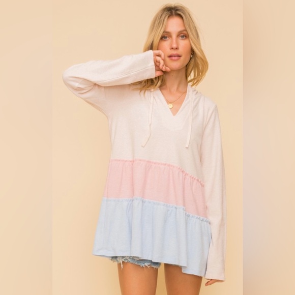 Hem & Thread Tops - NEW ARRIVAL! COLOR BLOCK RUFFLE PULLOVER ☀️💕